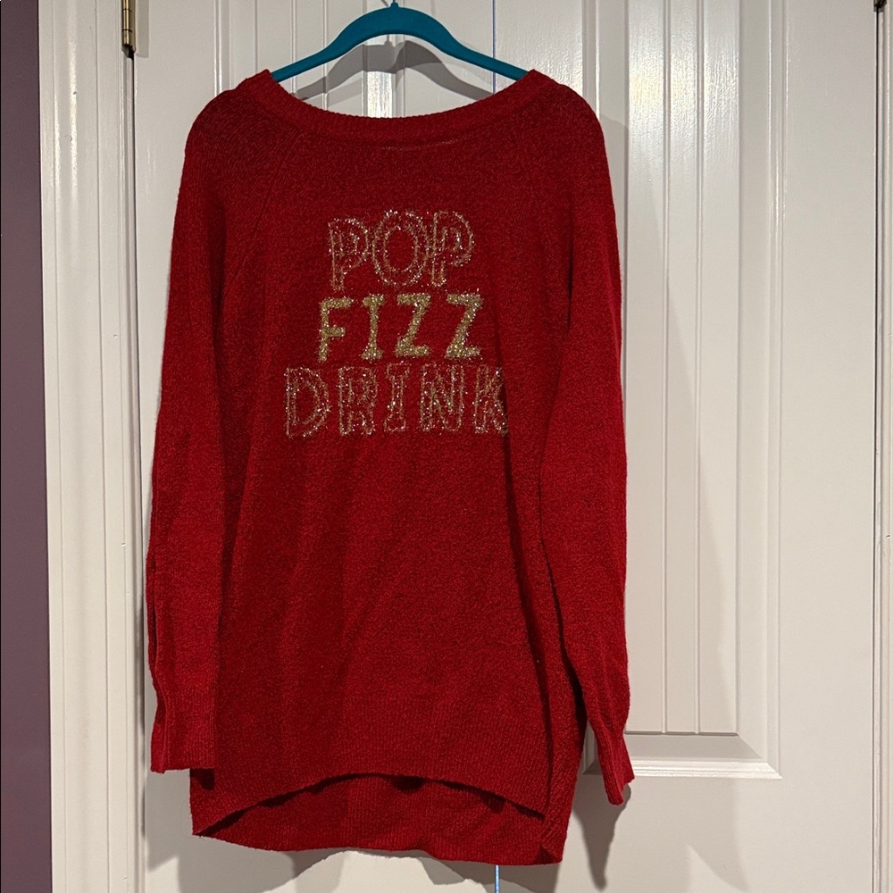 Torrid Red Sweater with Gold Lettering